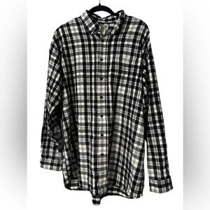L.L. Bean Black and White Plaid Flannel Shirt Big &‎ Tall